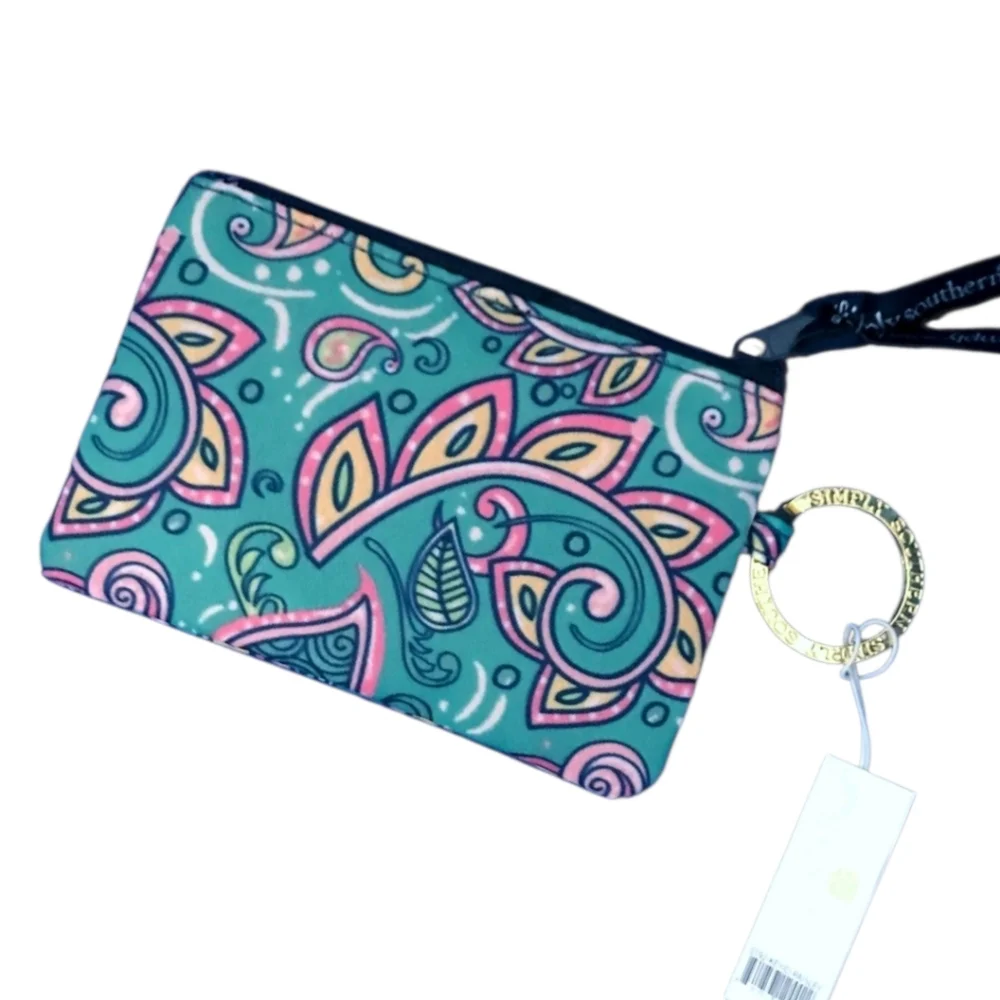 Simply Southern Blue and Pink Paisley Pouch Set NWT